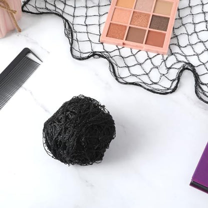 Sliverdew 4-Piece Silk Hair Net for Rollers - Triangular Mesh Women's Hair Net for Salon Styling, Sleep Styling, and Hair Protection (Black, Approx. 35.5 x 35.5 x 57 Inches)