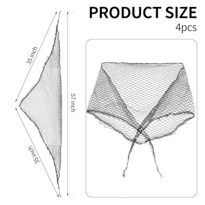 Sliverdew 4-Piece Silk Hair Net for Rollers - Triangular Mesh Women's Hair Net for Salon Styling, Sleep Styling, and Hair Protection (Black, Approx. 35.5 x 35.5 x 57 Inches)