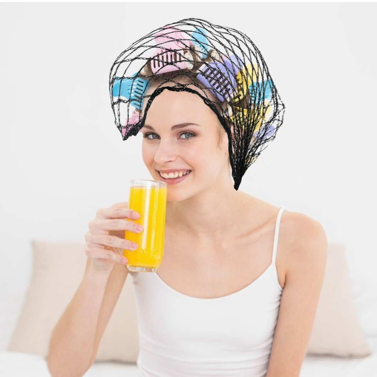 Sliverdew 4-Piece Silk Hair Net for Rollers - Triangular Mesh Women's Hair Net for Salon Styling, Sleep Styling, and Hair Protection (Black, Approx. 35.5 x 35.5 x 57 Inches) - görsel 13
