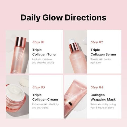 medicube Glass Skin Collagen Trial Kit – 4-Step Korean Skincare Set for Glowy Skin, Travel Size Avelisse