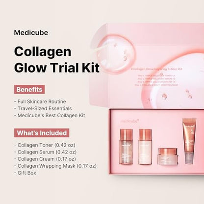 medicube Glass Skin Collagen Trial Kit – 4-Step Korean Skincare Set for Glowy Skin, Travel Size Avelisse