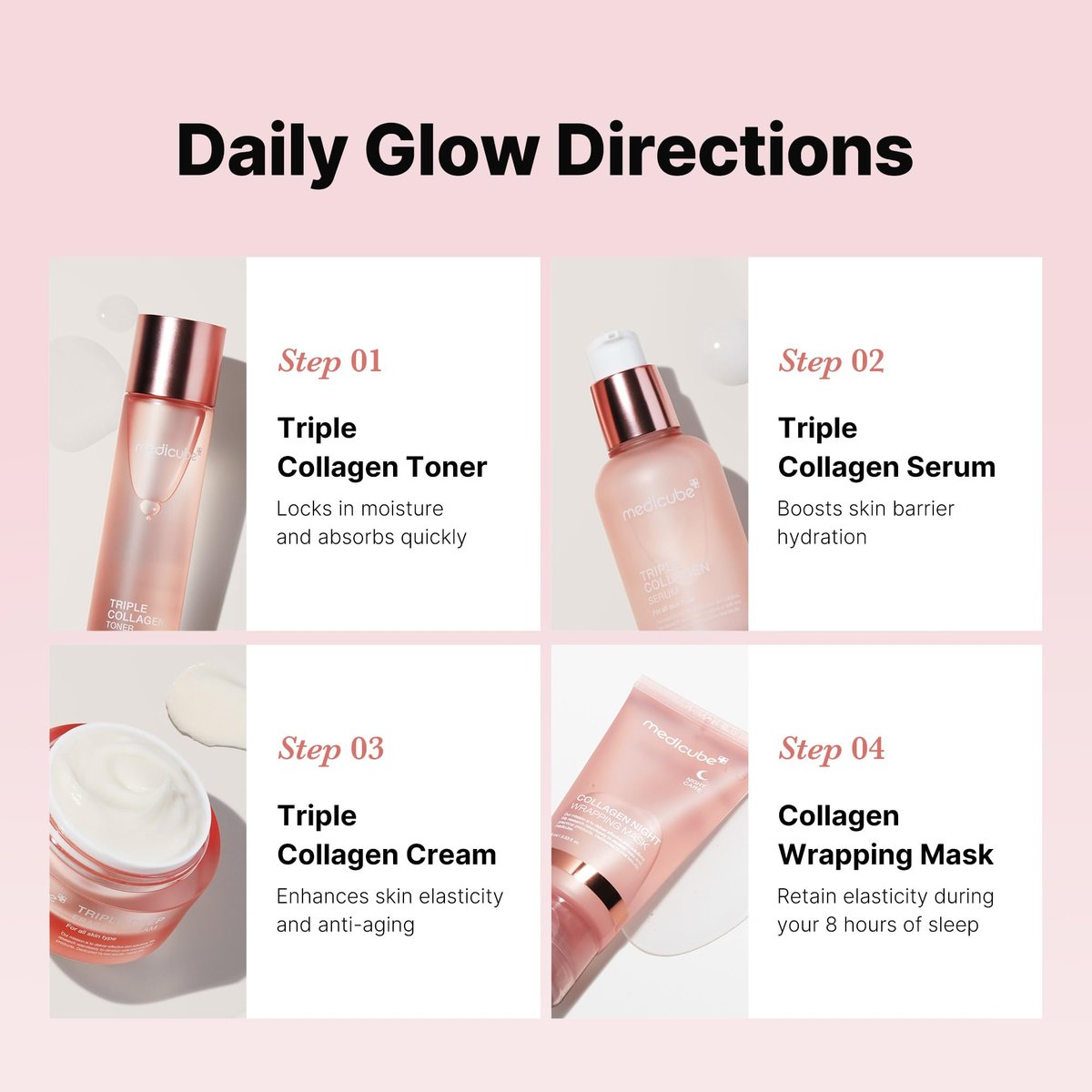 medicube Glass Skin Collagen Trial Kit – 4-Step Korean Skincare Set for Glowy Skin, Travel Size Avelisse