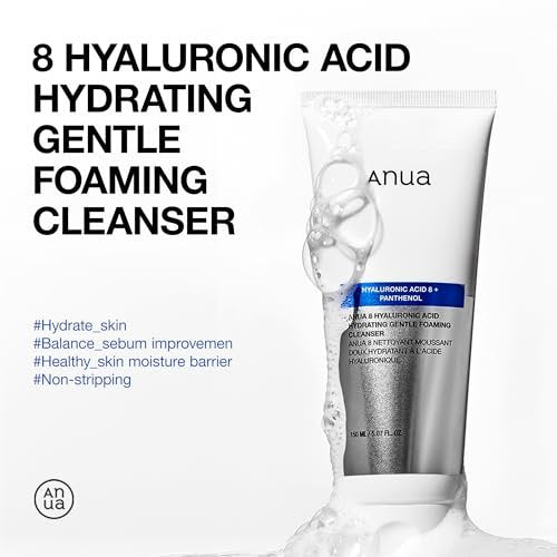 ANUA Hydrating Gentle Foaming Cleanser – Daily Face Wash for Double Cleansing, Hyaluronic Acid, Zinc, Panthenol, for Dry & Sensitive Skin, Sebum Balance Facial Cleanser, Korean Skincare, 5.07 fl. oz Avelisse
