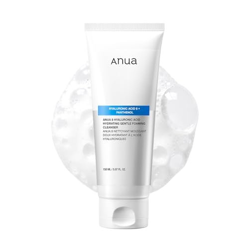 ANUA Hydrating Gentle Foaming Cleanser – Daily Face Wash for Double Cleansing, Hyaluronic Acid, Zinc, Panthenol, for Dry & Sensitive Skin, Sebum Balance Facial Cleanser, Korean Skincare, 5.07 fl. oz Avelisse