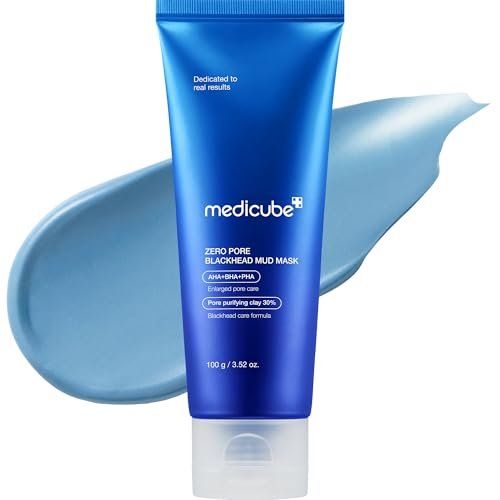 Medicube Zero Pore Blackhead Mud Facial Mask - Cooling Pore Tightening 3-Minute Quick Dry Formula with AHA, BHA, PHA & Purifying Clay - Korean Mud Mask 3.52 oz Avelisse