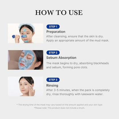 Medicube Zero Pore Blackhead Mud Facial Mask - Cooling Pore Tightening 3-Minute Quick Dry Formula with AHA, BHA, PHA & Purifying Clay - Korean Mud Mask 3.52 oz Avelisse
