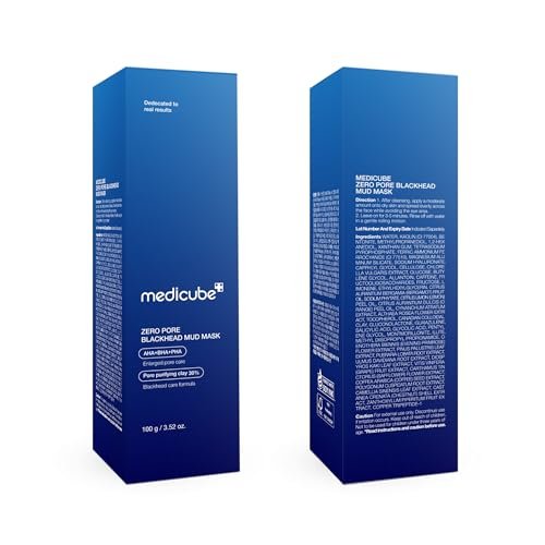 Medicube Zero Pore Blackhead Mud Facial Mask - Cooling Pore Tightening 3-Minute Quick Dry Formula with AHA, BHA, PHA & Purifying Clay - Korean Mud Mask 3.52 oz Avelisse