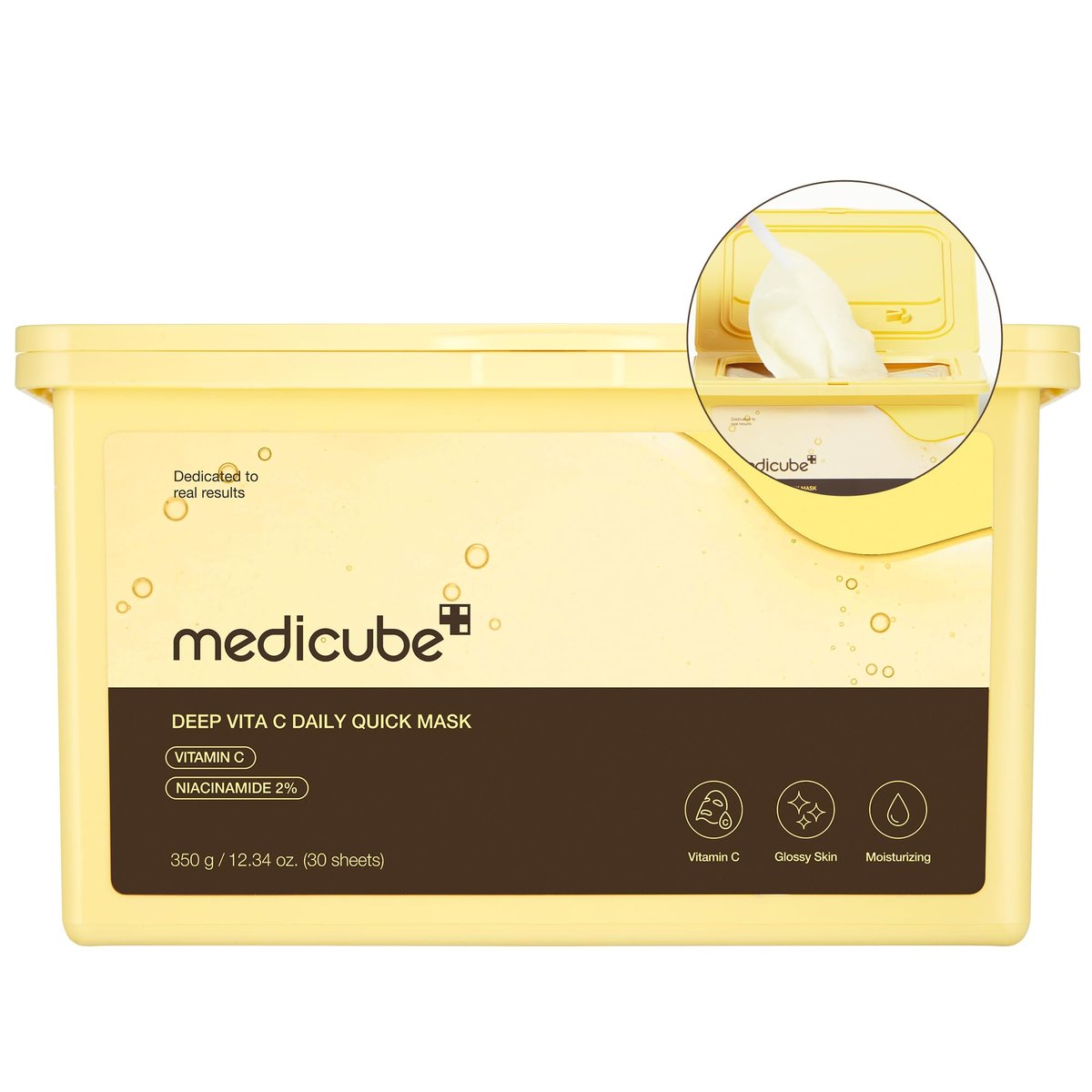 Medicube Deep Vita C Daily Quick 30 Sheet Masks - Vegan Certified, Quick Dispenser, Triple Vitamin Complex for Radiance and Hydration - Korean Face Masks - görsel 2