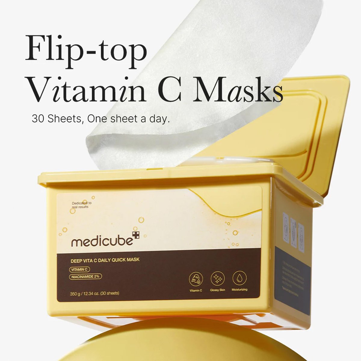 Medicube Deep Vita C Daily Quick 30 Sheet Masks - Vegan Certified, Quick Dispenser, Triple Vitamin Complex for Radiance and Hydration - Korean Face Masks - görsel 4