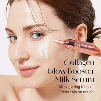 Medicube Collagen Glow Booster Milk Serum - Twist & Click - Radiance & Hydration with Niacinamide, Milk Protein Extract, Hydrolyzed Collagen - Illuminates & Firms Skin - Korean Skin Care, 0.50 oz Avelisse