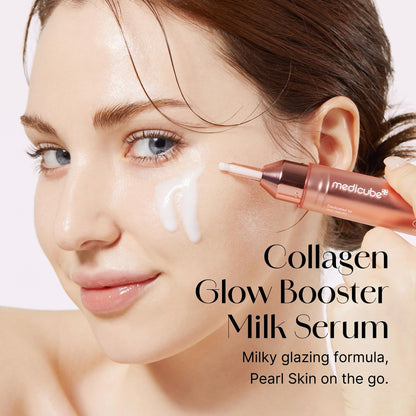 Medicube Collagen Glow Booster Milk Serum - Twist & Click - Radiance & Hydration with Niacinamide, Milk Protein Extract, Hydrolyzed Collagen - Illuminates & Firms Skin - Korean Skin Care, 0.50 oz Avelisse