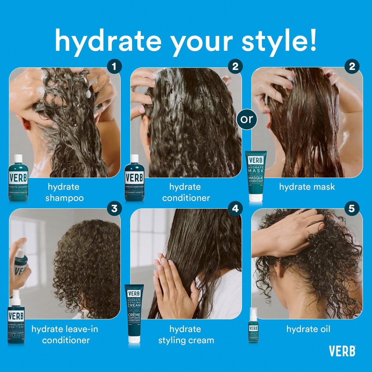 VERB Hydrate Mask - Intense Moisture for Dry & Frizzy Hair - Smooth & Detangle - 6.8 fl oz Avelisse