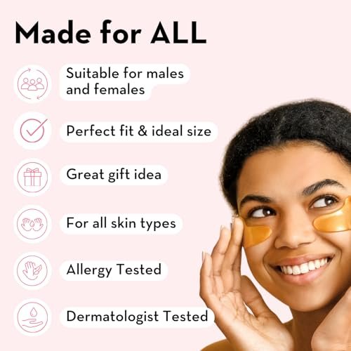 Elizabeth Mott 24K Gold Under Eye Patches - Collagen, Niacinamide & Peptides for Puffy Eyes, Dark Circles & Wrinkles - Hydrating & Brightening Eye Mask, Cruelty-Free Avelisse