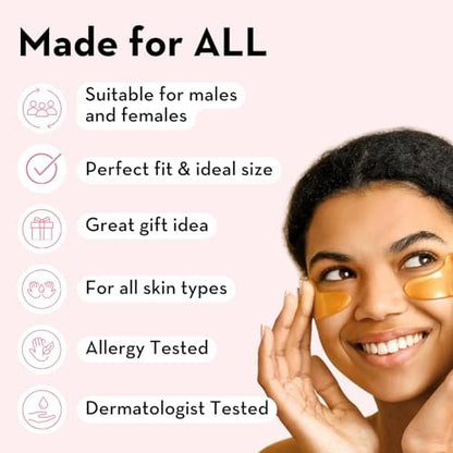 Elizabeth Mott 24K Gold Under Eye Patches - Collagen, Niacinamide & Peptides for Puffy Eyes, Dark Circles & Wrinkles - Hydrating & Brightening Eye Mask, Cruelty-Free Avelisse
