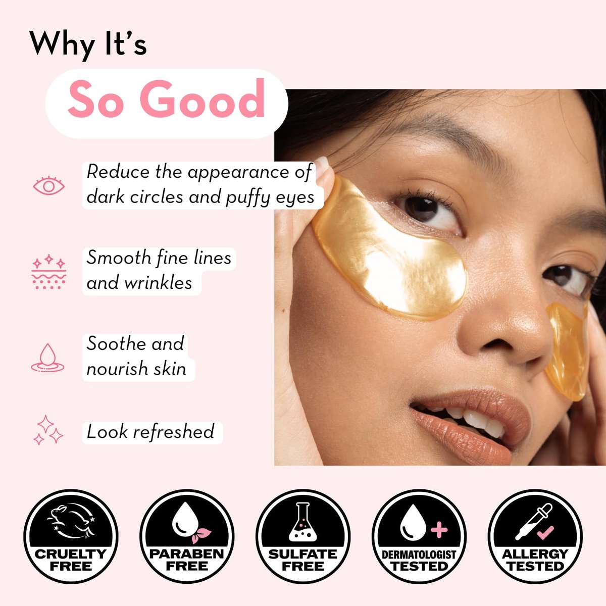 Elizabeth Mott 24K Gold Under Eye Patches - Collagen, Niacinamide & Peptides for Puffy Eyes, Dark Circles & Wrinkles - Hydrating & Brightening Eye Mask, Cruelty-Free Avelisse
