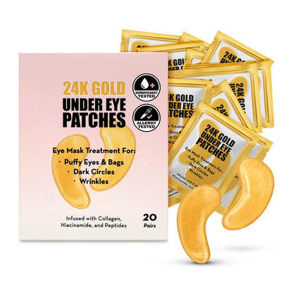 Elizabeth Mott 24K Gold Under Eye Patches - Collagen, Niacinamide & Peptides for Puffy Eyes, Dark Circles & Wrinkles - Hydrating & Brightening Eye Mask, Cruelty-Free Avelisse