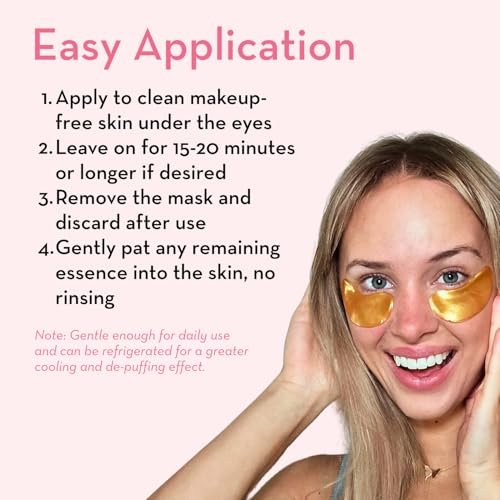 Elizabeth Mott 24K Gold Under Eye Patches - Collagen, Niacinamide & Peptides for Puffy Eyes, Dark Circles & Wrinkles - Hydrating & Brightening Eye Mask, Cruelty-Free Avelisse