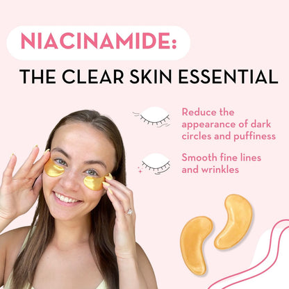 Elizabeth Mott 24K Gold Under Eye Patches - Collagen, Niacinamide & Peptides for Puffy Eyes, Dark Circles & Wrinkles - Hydrating & Brightening Eye Mask, Cruelty-Free Avelisse