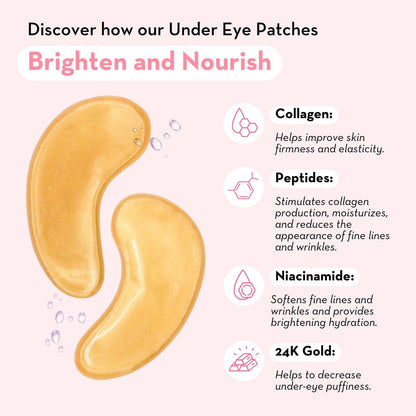 Elizabeth Mott 24K Gold Under Eye Patches - Collagen, Niacinamide & Peptides for Puffy Eyes, Dark Circles & Wrinkles - Hydrating & Brightening Eye Mask, Cruelty-Free Avelisse