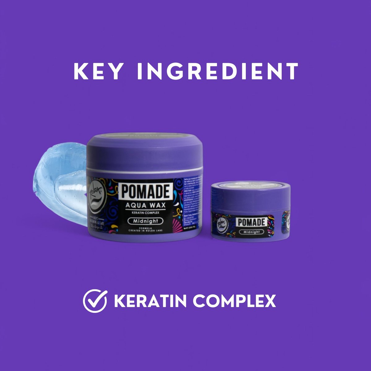 Rolda Midnight Hair Pomade for Men – Water-Based, Flake-Free Medium Hold & Shine with Keratin Complex (5.29 oz) Avelisse