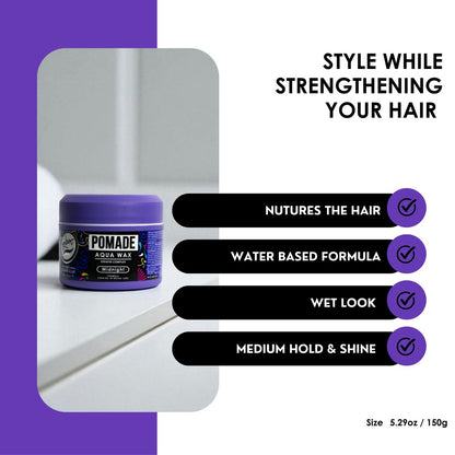 Rolda Midnight Hair Pomade for Men – Water-Based, Flake-Free Medium Hold & Shine with Keratin Complex (5.29 oz) Avelisse