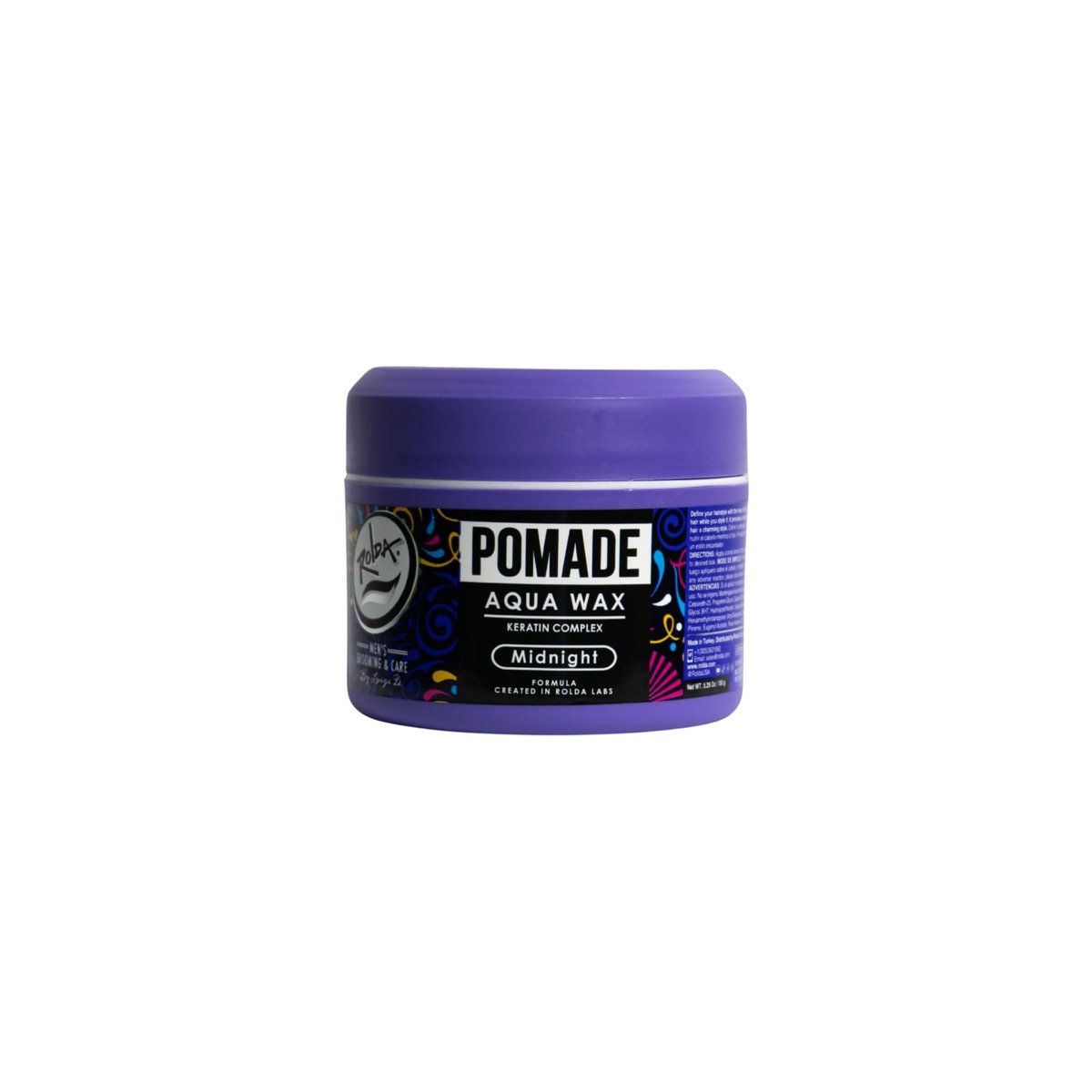 Rolda Midnight Hair Pomade for Men – Water-Based, Flake-Free Medium Hold & Shine with Keratin Complex (5.29 oz) Avelisse