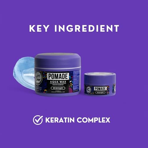 Rolda Midnight Hair Pomade for Men – Water-Based, Flake-Free Medium Hold & Shine with Keratin Complex (5.29 oz) Avelisse