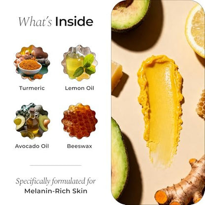 Glo Melanin All Natural Lemon and Turmeric Lip Balm – Illuminate Your Smile, Brighten & Nourish Dark Lips Effortlessly