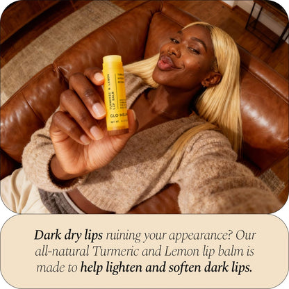 Glo Melanin All Natural Lemon and Turmeric Lip Balm – Illuminate Your Smile, Brighten & Nourish Dark Lips Effortlessly