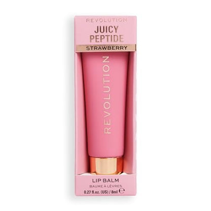 Revolution Juicy Peptide Lip Balm – Pink Strawberry, Hydrating & Nourishing with Peptides, Squalane & Vitamin E, 0.27 fl oz