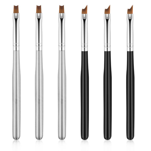 French Tip Nail Brushes Set - Oblique Head Moon Shape Brushes for French Manicure, Wood Handle Painting Drawing Brush for Nail Art