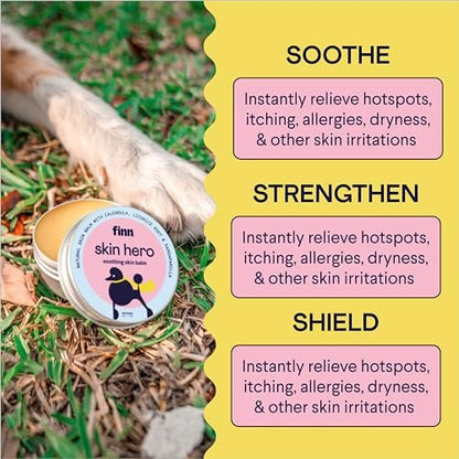 Finn Skin Hero Revitalizing Natural Dog Skin Balm - Soothes, Strengthens & Protects from Hot Spots, Itching and Irritation, 1.75 oz Avelisse