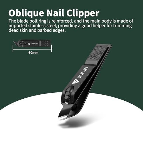 VANWIN German Nail Clippers for Men, 4-Pack Ultra Sharp Matte Stainless Steel Fingernail & Toenail Clippers with Glass Nail File, Nail Cutter Set, Stocking Stuffers for Men Women Black - görsel 8