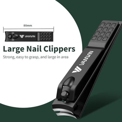 VANWIN German Nail Clippers for Men, 4-Pack Ultra Sharp Matte Stainless Steel Fingernail & Toenail Clippers with Glass Nail File, Nail Cutter Set, Stocking Stuffers for Men Women Black