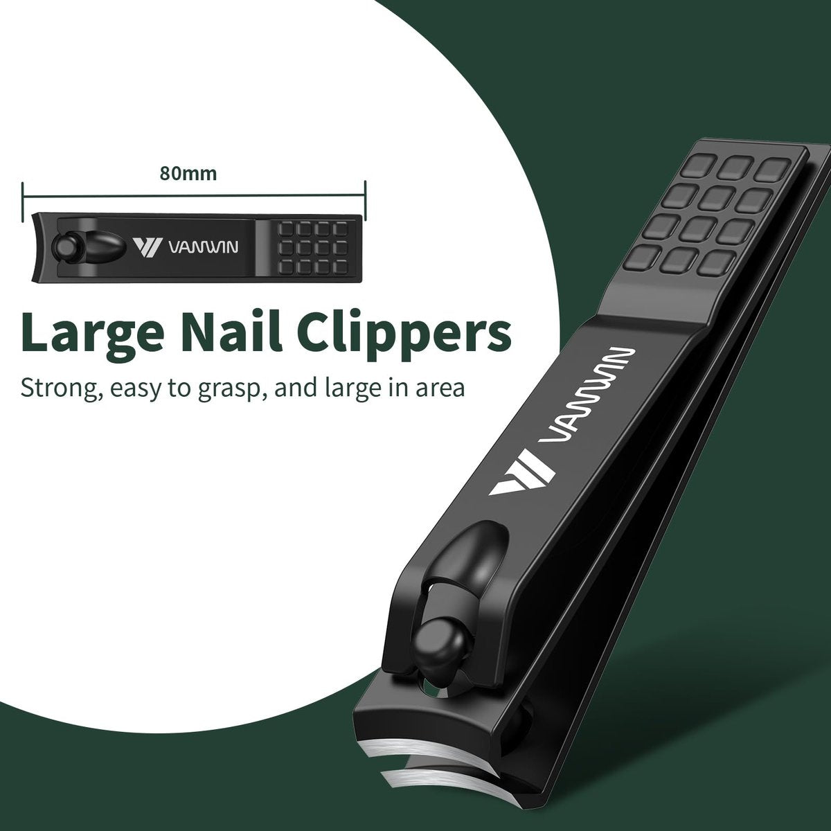 VANWIN German Nail Clippers for Men, 4-Pack Ultra Sharp Matte Stainless Steel Fingernail & Toenail Clippers with Glass Nail File, Nail Cutter Set, Stocking Stuffers for Men Women Black - görsel 3
