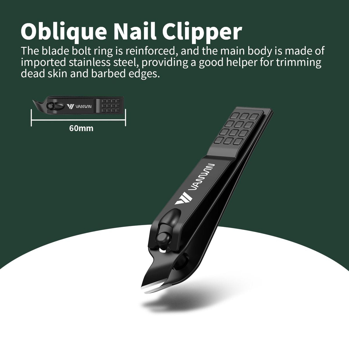 VANWIN German Nail Clippers for Men, 4-Pack Ultra Sharp Matte Stainless Steel Fingernail & Toenail Clippers with Glass Nail File, Nail Cutter Set, Stocking Stuffers for Men Women Black - görsel 7