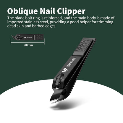VANWIN German Nail Clippers for Men, 4-Pack Ultra Sharp Matte Stainless Steel Fingernail & Toenail Clippers with Glass Nail File, Nail Cutter Set, Stocking Stuffers for Men Women Black