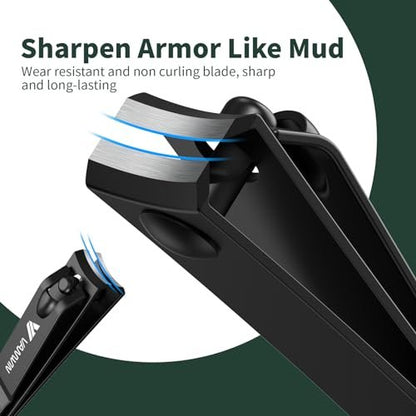 VANWIN German Nail Clippers for Men, 4-Pack Ultra Sharp Matte Stainless Steel Fingernail & Toenail Clippers with Glass Nail File, Nail Cutter Set, Stocking Stuffers for Men Women Black