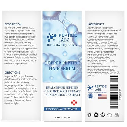 Copper Peptide Hair Serum with Copper Tripeptide-1 & Licorice Root Extract – Dual Peptide Scalp Treatment Avelisse