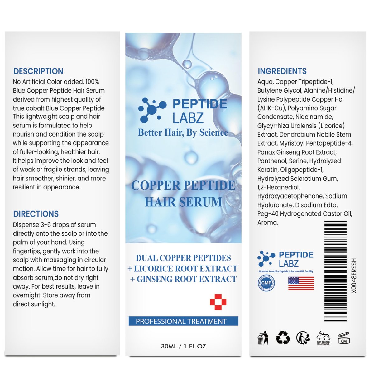 Copper Peptide Hair Serum with Copper Tripeptide-1 & Licorice Root Extract – Dual Peptide Scalp Treatment Avelisse