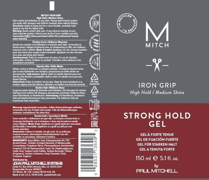 MITCH by Paul Mitchell Iron Grip Strong Hold Gel – High Hold, Medium Shine, 5.1 oz for All Hair Types Avelisse
