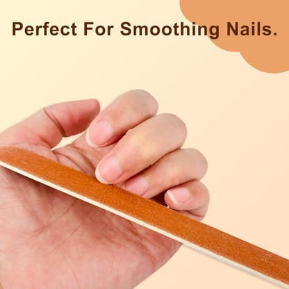 LNAUJS 24 Pack Nail File, Wooden Emery Board Nail File for Natural Nails, Dual Sided Manicure Tool Set, Compact 7 Inches