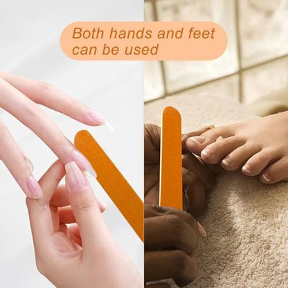 LNAUJS 24 Pack Nail File, Wooden Emery Board Nail File for Natural Nails, Dual Sided Manicure Tool Set, Compact 7 Inches