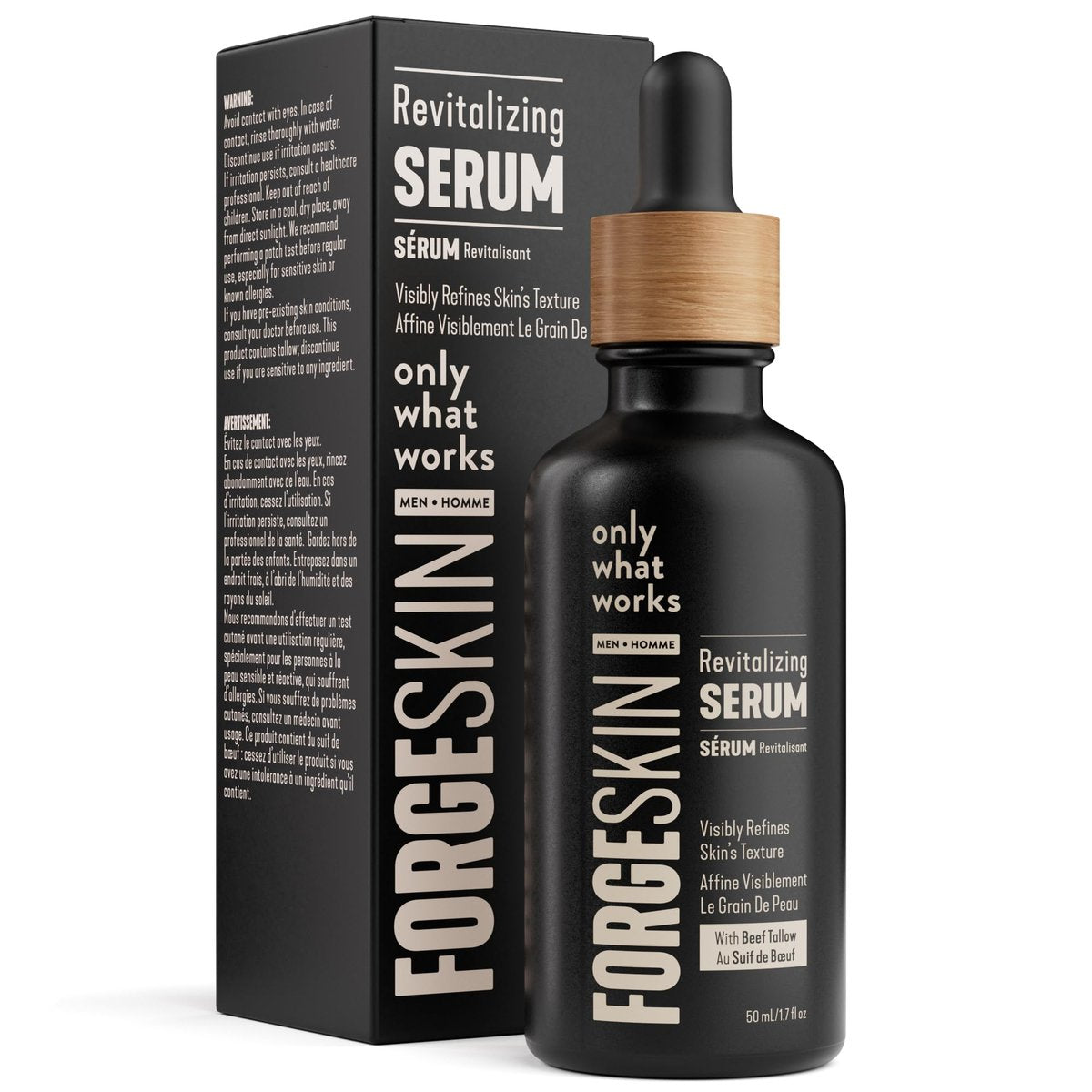 FORGE SKIN® Night Beef Tallow Serum for Men - Tallow-Based Facial Essence with Essential Oils & Green Tea for Wrinkles, Hydration & Radiance (1.7 oz) Avelisse