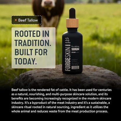 FORGE SKIN® Night Beef Tallow Serum for Men - Tallow-Based Facial Essence with Essential Oils & Green Tea for Wrinkles, Hydration & Radiance (1.7 oz) Avelisse
