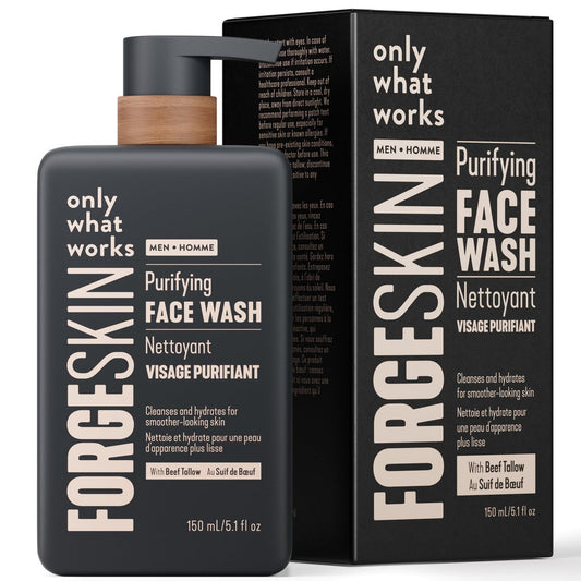 FORGE SKIN® Beef Tallow Face Wash for Men – Tallow-Based Morning Nourishing Hydrating Facial Cleanser, Gentle Exfoliating Skincare for Clean & Moisturized Skin (5 oz) Avelisse