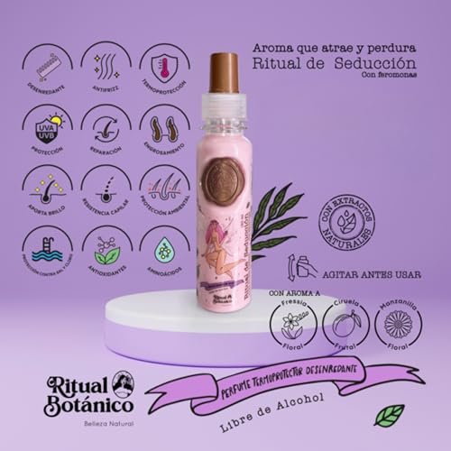 Ritual Botanico Hair Perfume Heat Protectant - Alcohol-Free, Anti-Frizz, Detangling, UV Protection, Pheromone-Infused, Fruity Floral Scent, All Hair Types, 4.05 oz - görsel 3
