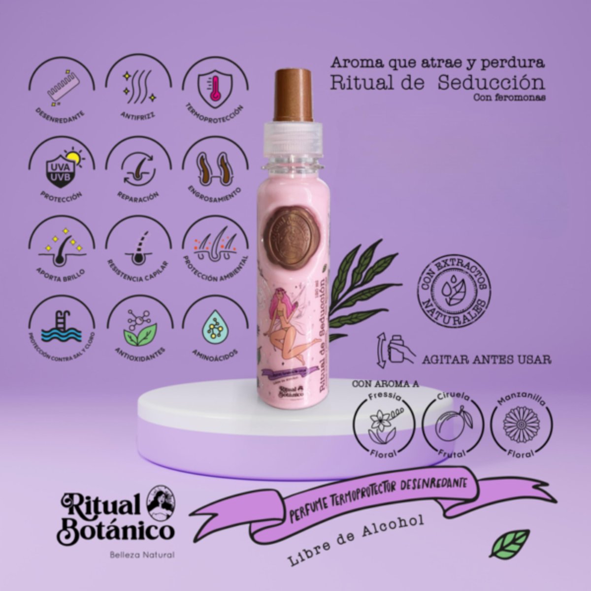 Ritual Botanico Hair Perfume Heat Protectant - Alcohol-Free, Anti-Frizz, Detangling, UV Protection, Pheromone-Infused, Fruity Floral Scent, All Hair Types, 4.05 oz - görsel 4
