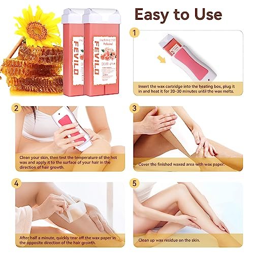 FOCTXI Hair Removal Kit with Roll On Wax and Strips – At Home Waxing Kit for Women and Men, Soft Pink, 7 oz Avelisse
