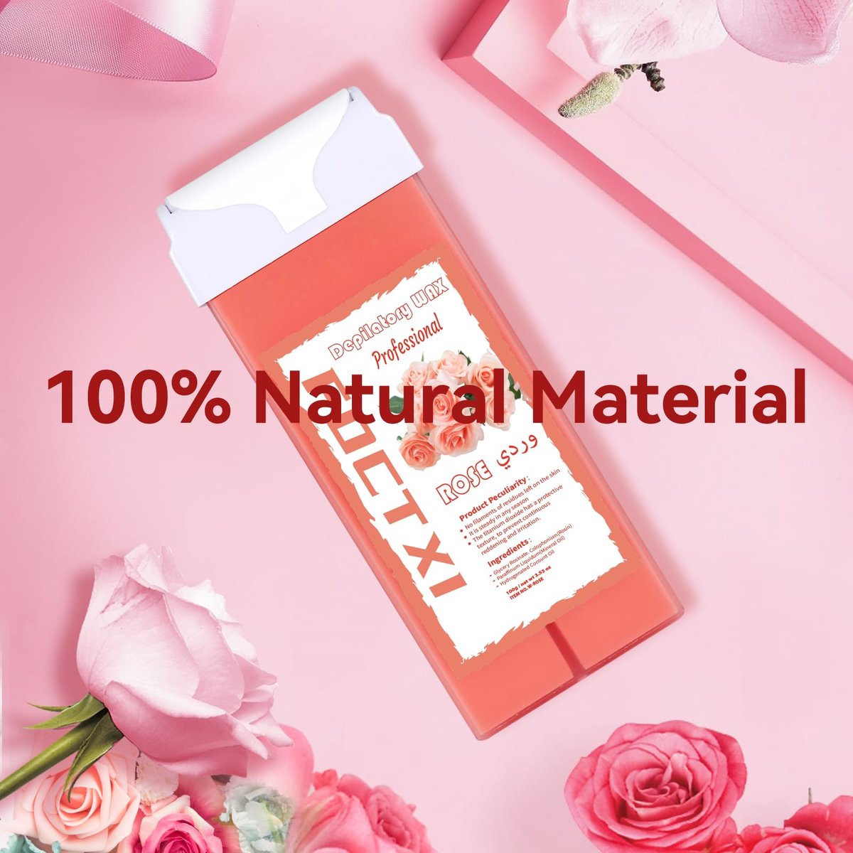 FOCTXI Hair Removal Kit with Roll On Wax and Strips – At Home Waxing Kit for Women and Men, Soft Pink, 7 oz Avelisse